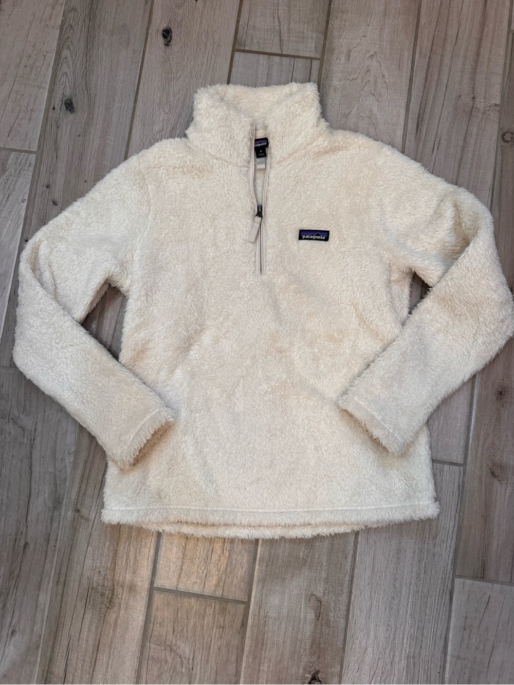 Patagonia Cream Sherpa Cowl-Neck Quarter Zip Pullover